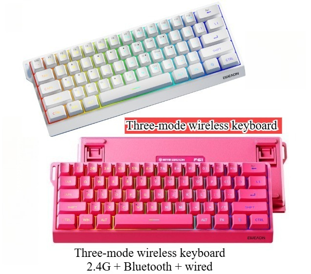 Gaming Keyboard No Noise - 61-клавишная беспроводная мини-клавиатура Bluetooth + 2,4Gwired