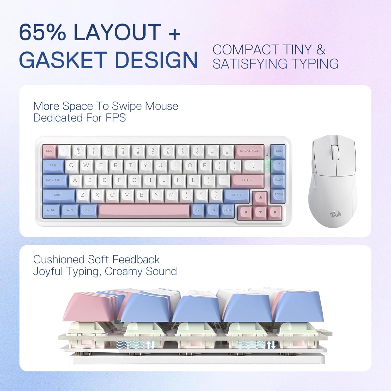 Redragon K709 PRO 65% Беспрово – обзор и цена Gaming Keyboard No Noise