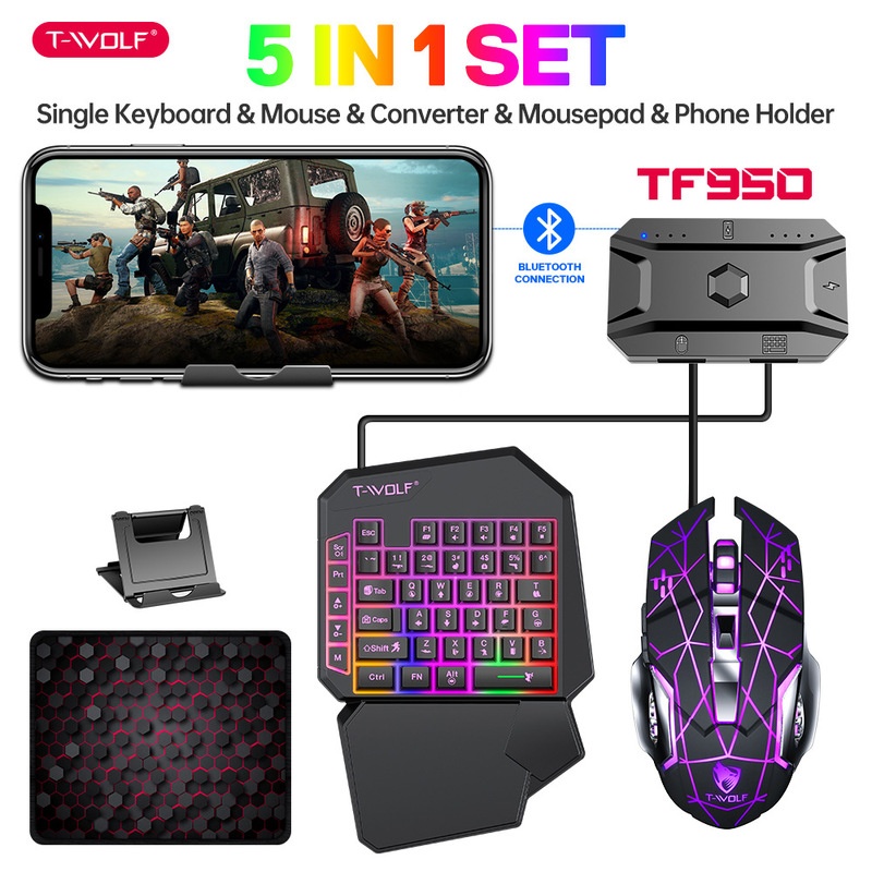 Игровой набор T-Wolf Tf950 5 в – обзор и цена Gaming Keyboard 1 Hand